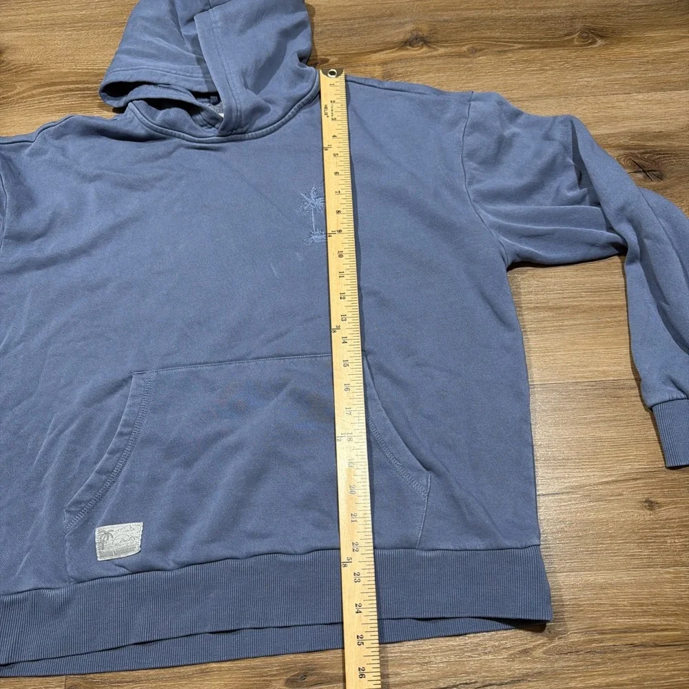 Marine Layer Cloud 9 Fleece Hoodie Men's MEDIUM Vintage Indigo Blue Palm Tree